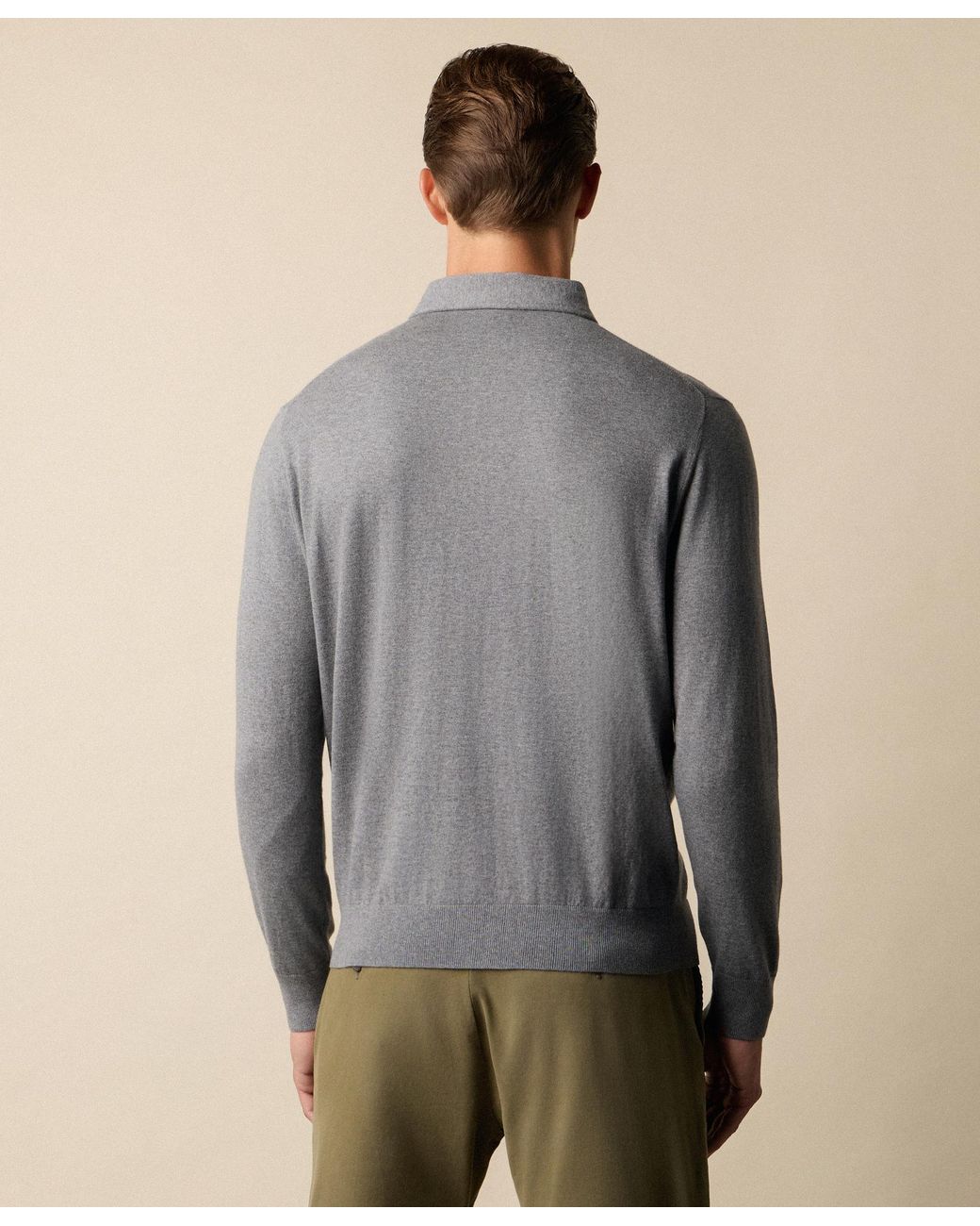 Brooks Brothers Gray Plain Cotton Polo for men