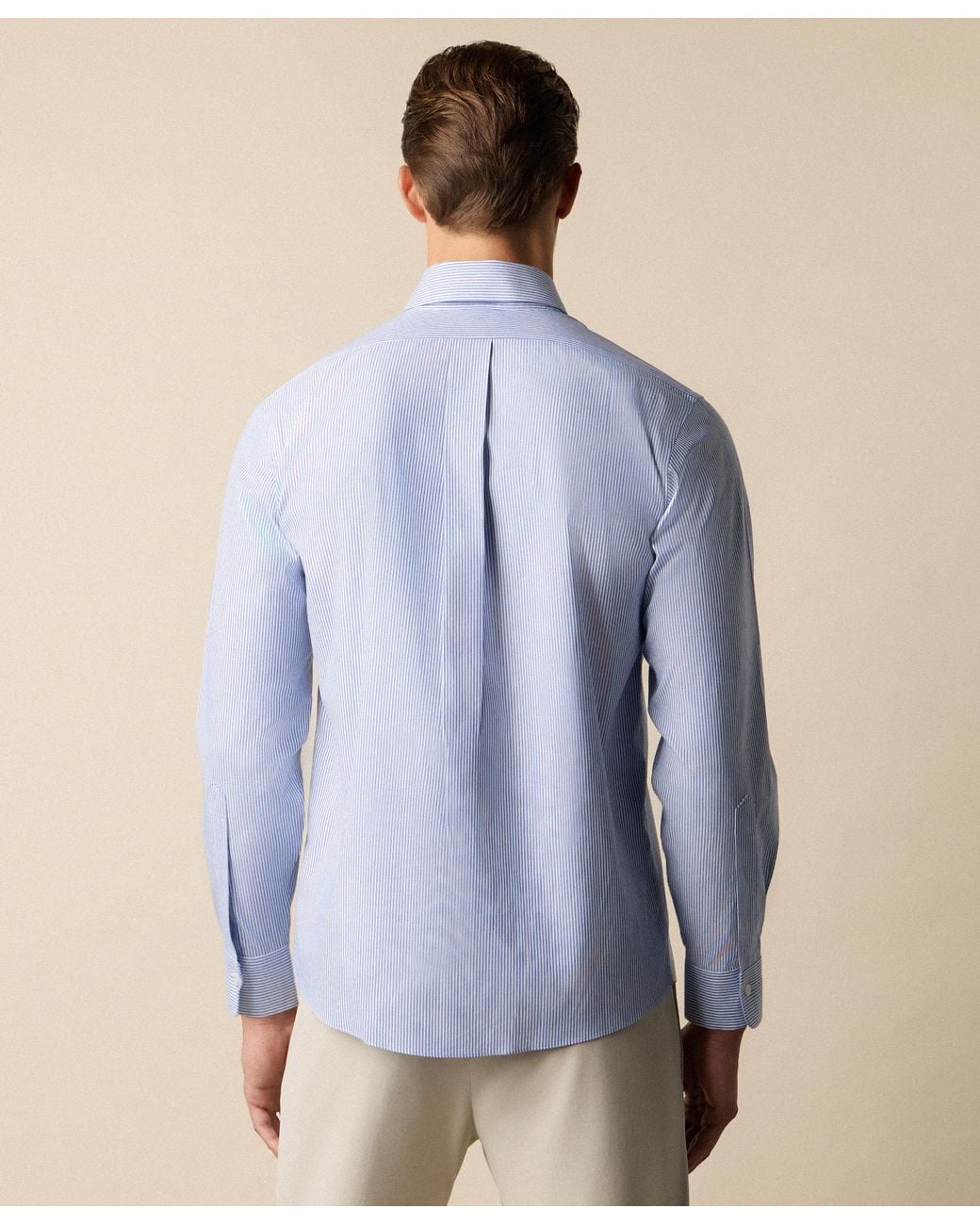 Brooks Brothers Blue Regular Fit Non-Iron Oxford Pinpoint Stretch Supima Shirt With Button Down Collar for men