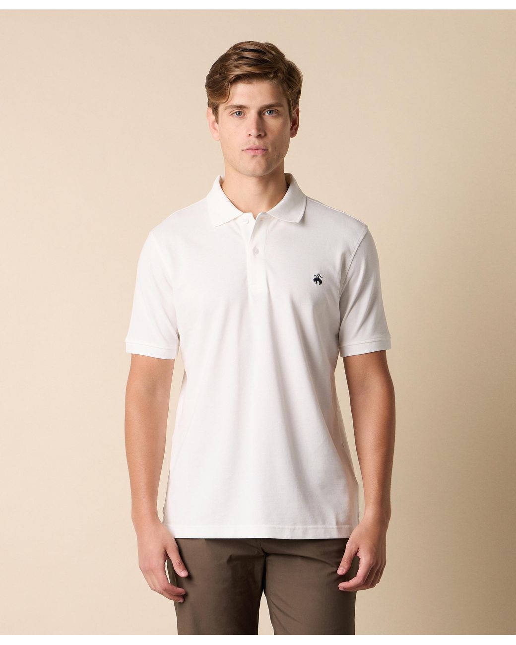 Brooks Brothers White Cotton Piqué Polo for men