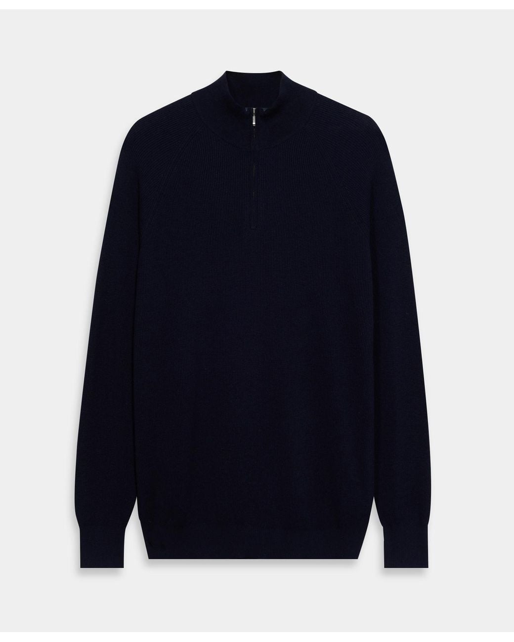 Brooks Brothers Blue Half-Zip English Rib Cotton-Cashmere Sweater for men