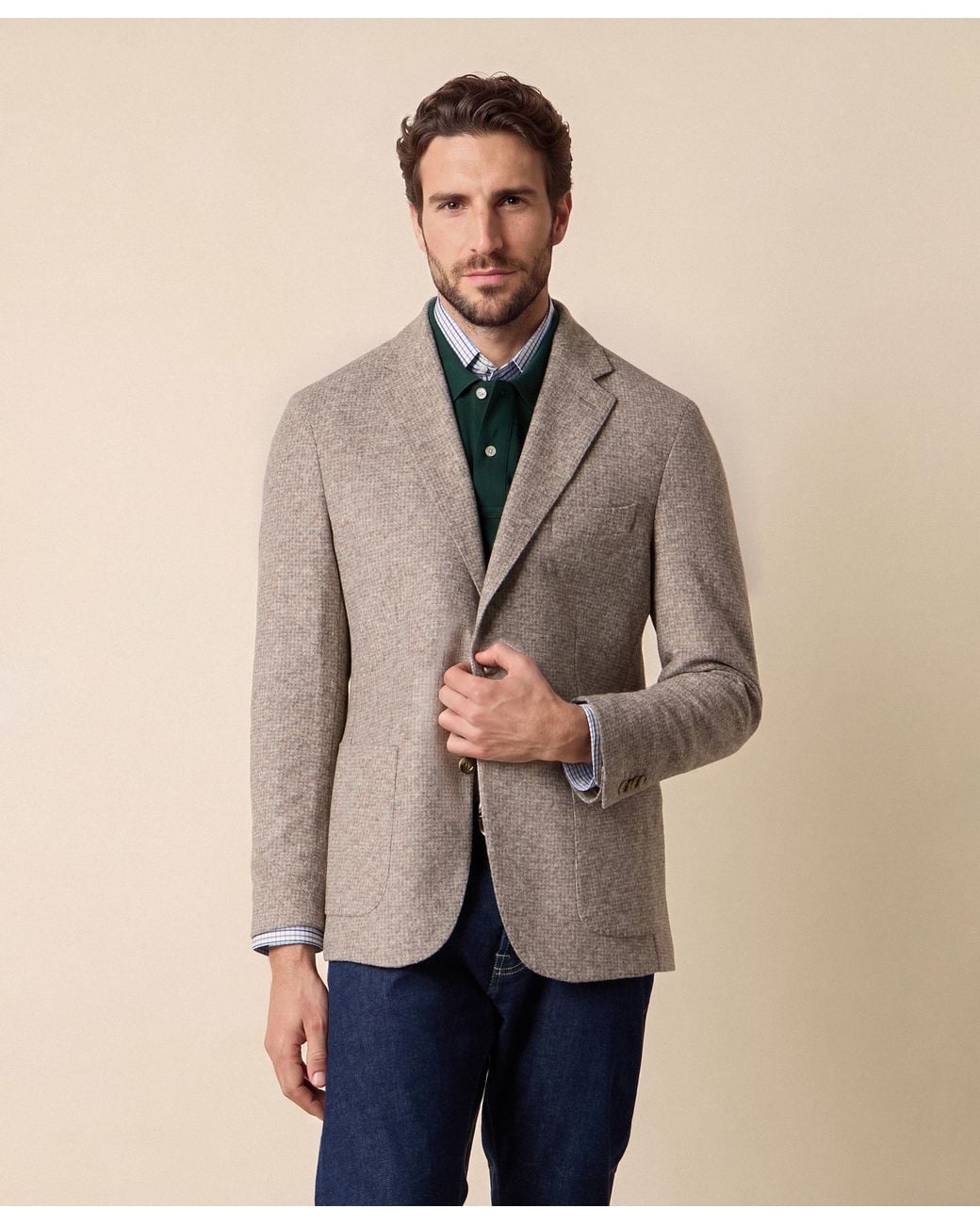 Brooks Brothers Natural Pied De Poule Blazer for men