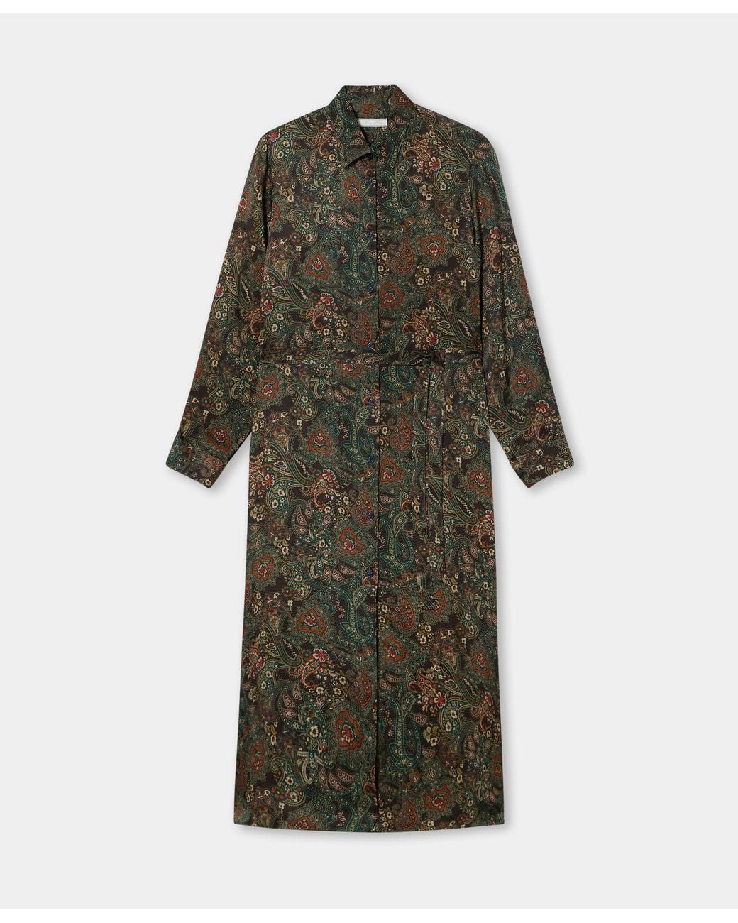 Brooks Brothers Green Paisley Maxi Shirt Dress