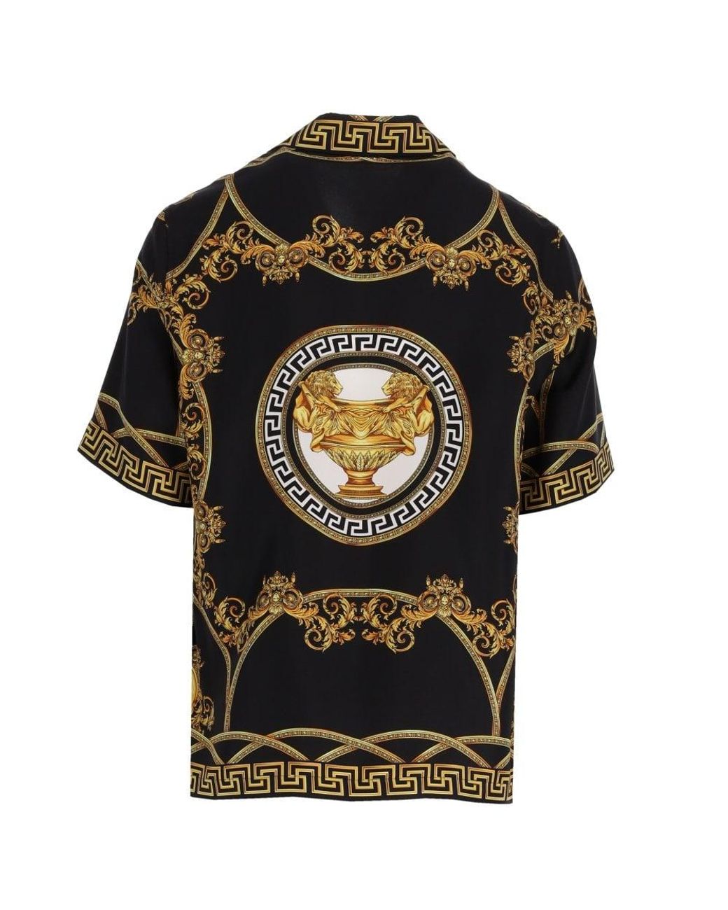 Versace Short Sleeve Silk Shirt in Black for Men | Lyst