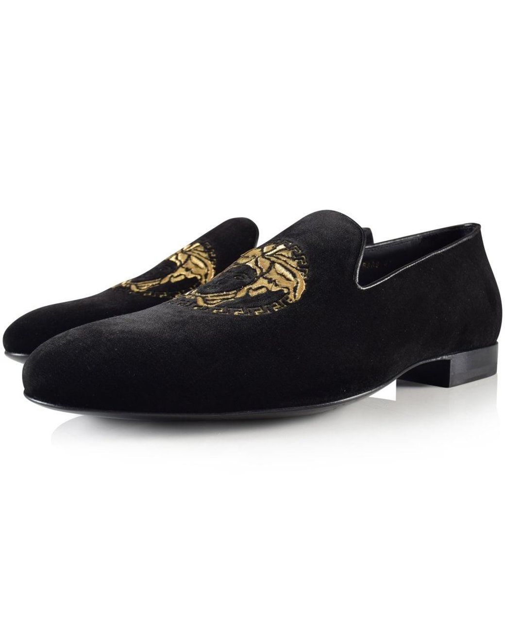 Versace Medusa Head Velvet Loafers in 