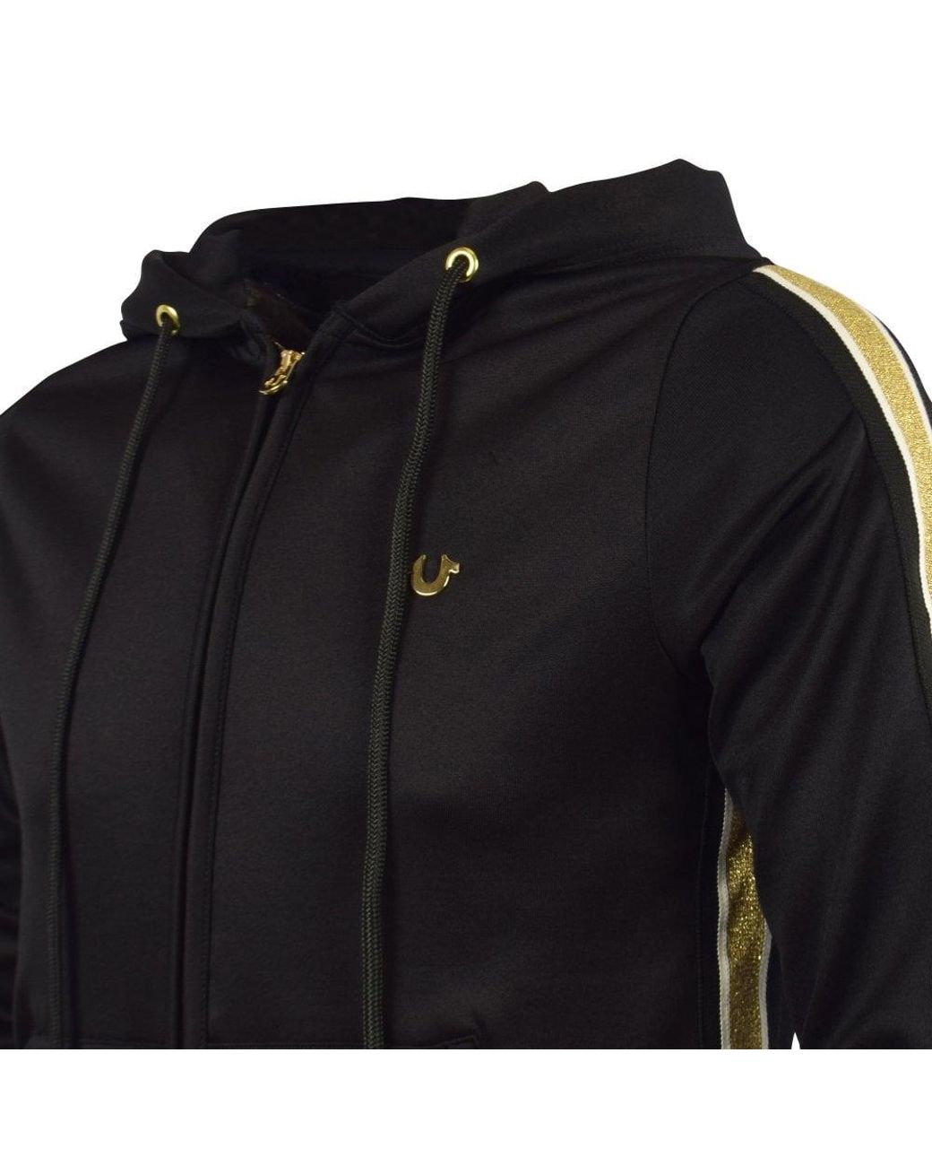 Black/gold Contrast Zip Hoodie for Men 