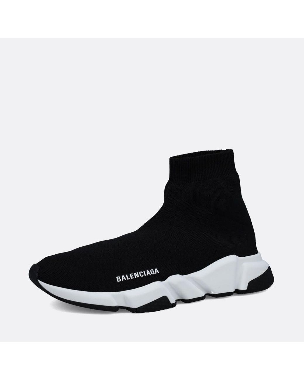 Balenciaga Black & White Recycled Knit Speed Runners for Men | Lyst