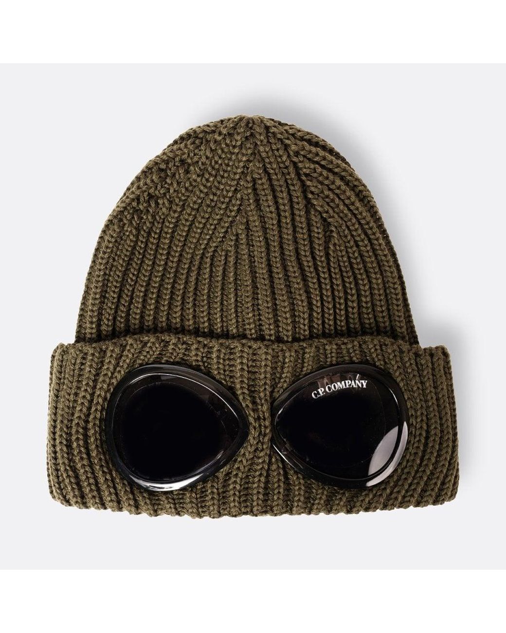 C.P. Company Ivy Extra Fine Merino Wool goggle Beanie in Green for