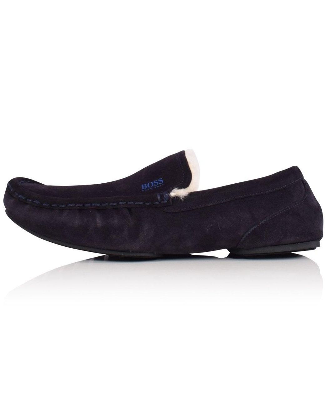 BOSS by HUGO BOSS Navy Suede Moccasin Slippers in Blue for Men Lyst UK