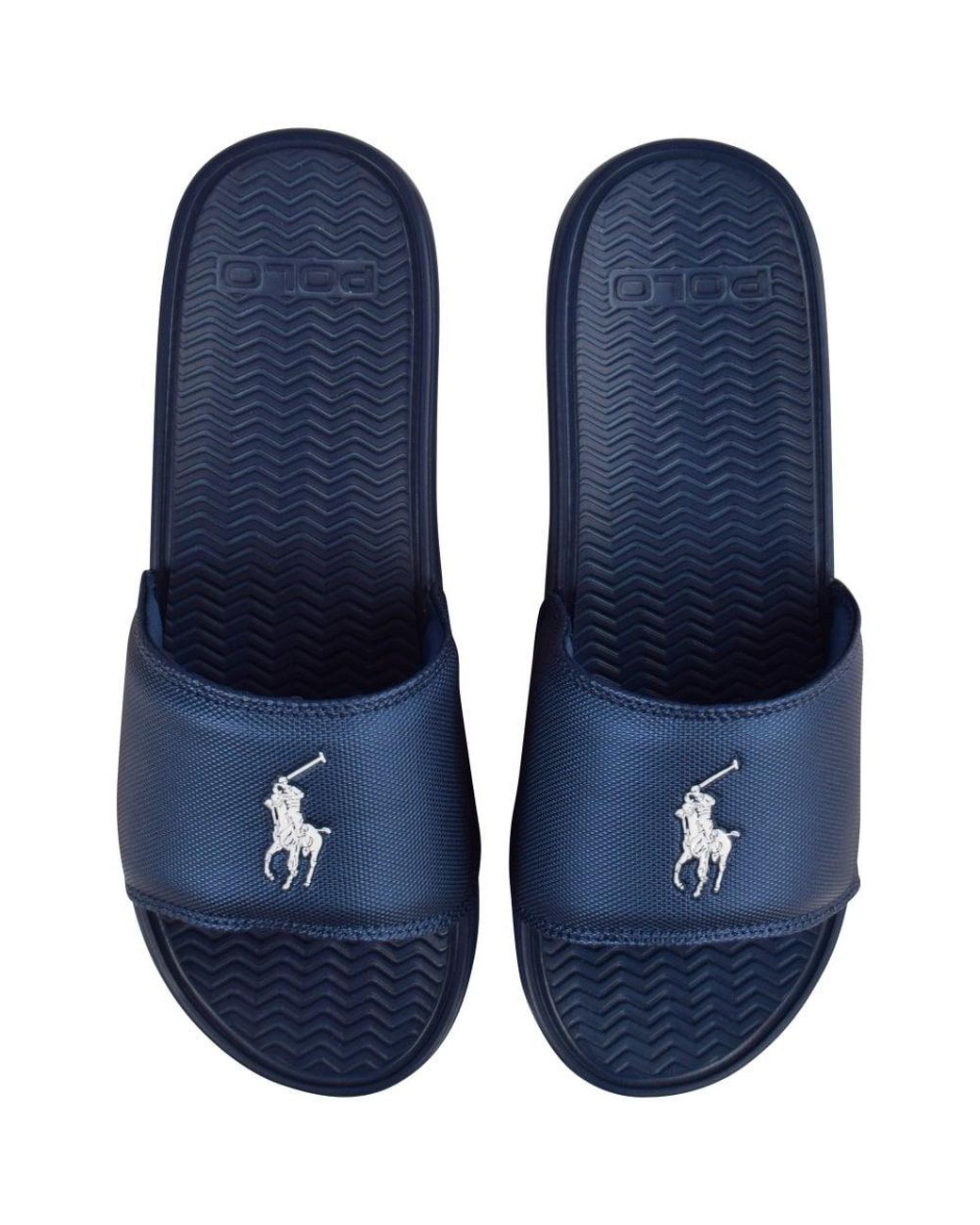 Polo Ralph Lauren Navy/white Polo Logo Sliders in Blue for Men | Lyst