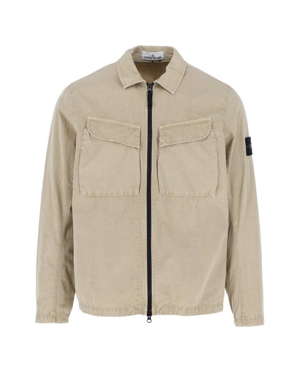 Stone Island Zip Through Overshirt in Green for Men | Lyst Canada