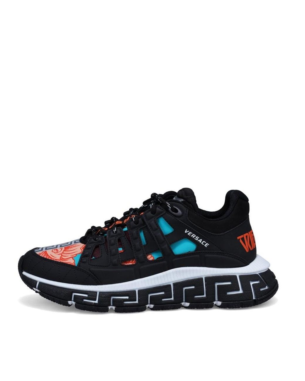 Versace Black & Orange Chain Link Trigreca Sneakers for Men | Lyst