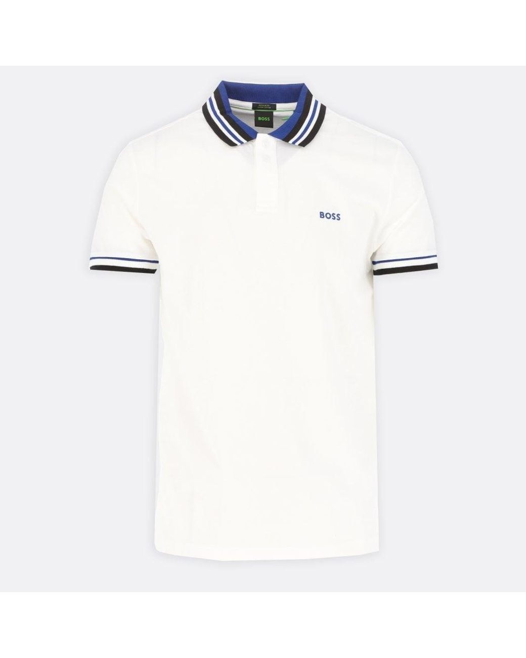 BOSS by HUGO BOSS Paddy 2 Pique Polo Shirt With Ribbed Striped Trims in  White for Men | Lyst