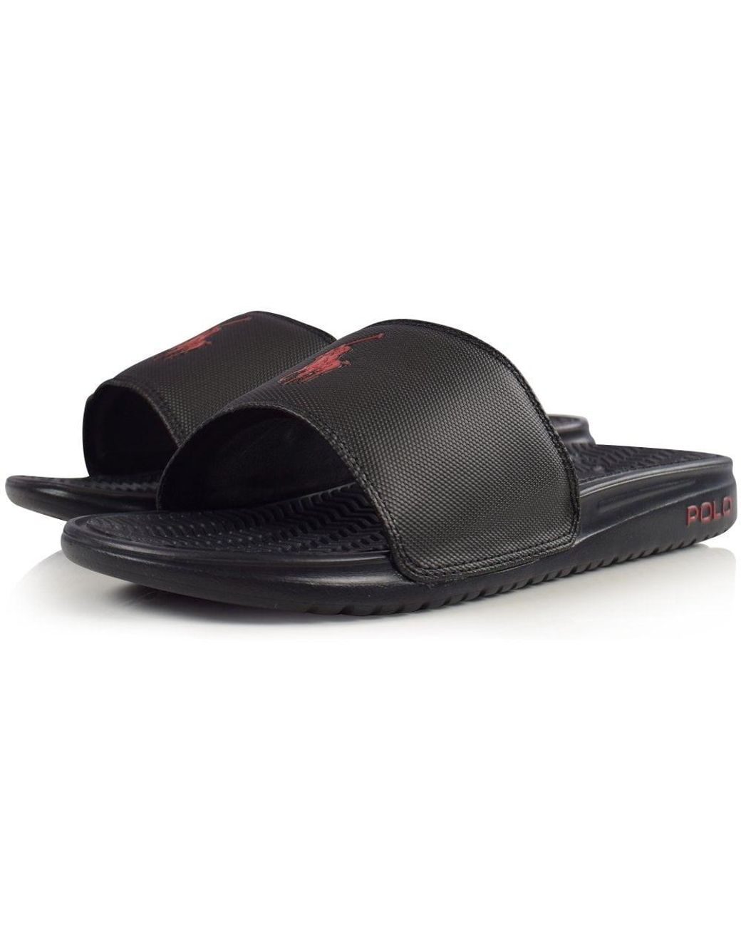 Ralph Lauren Rodwell Mens Navy Blue Slides Slip On Summer Pool Beach Shoes