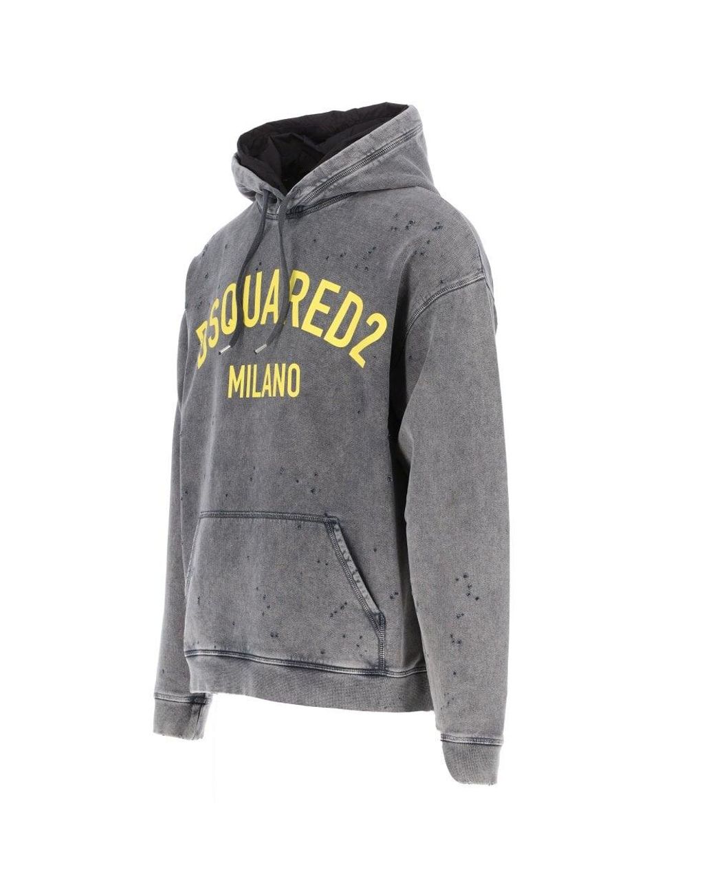 DSquared² Grey u0026 Yellow Milano Hoodie in Green for Men | Lyst