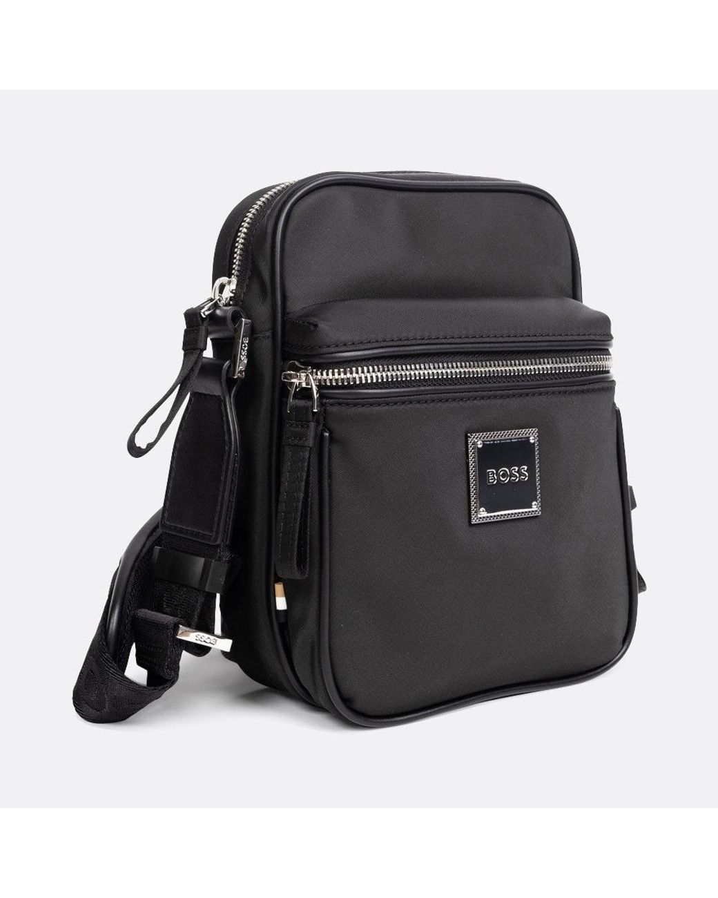 BOSS By HUGO BOSS Black Plate Logo Reporter Bag For Men | Lyst