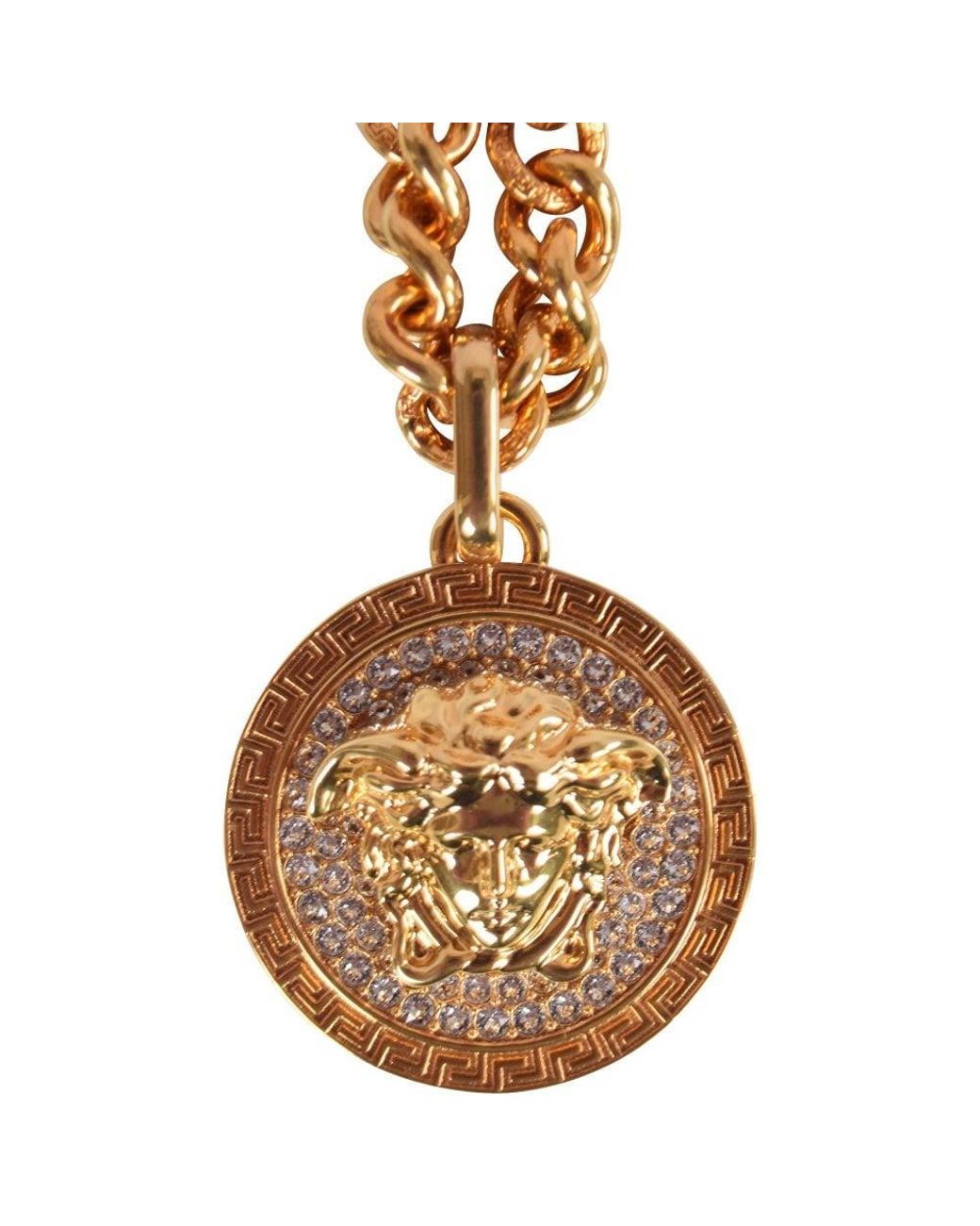 Versace Medusa Crystal Pendant Necklace 