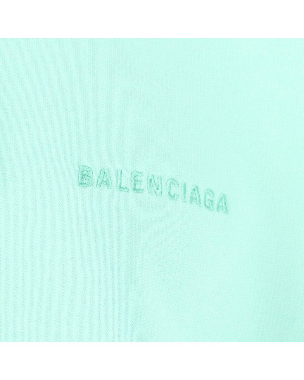 Balenciaga Fleece Signature Logo Medium Fit Hoodie in Mint (Green 