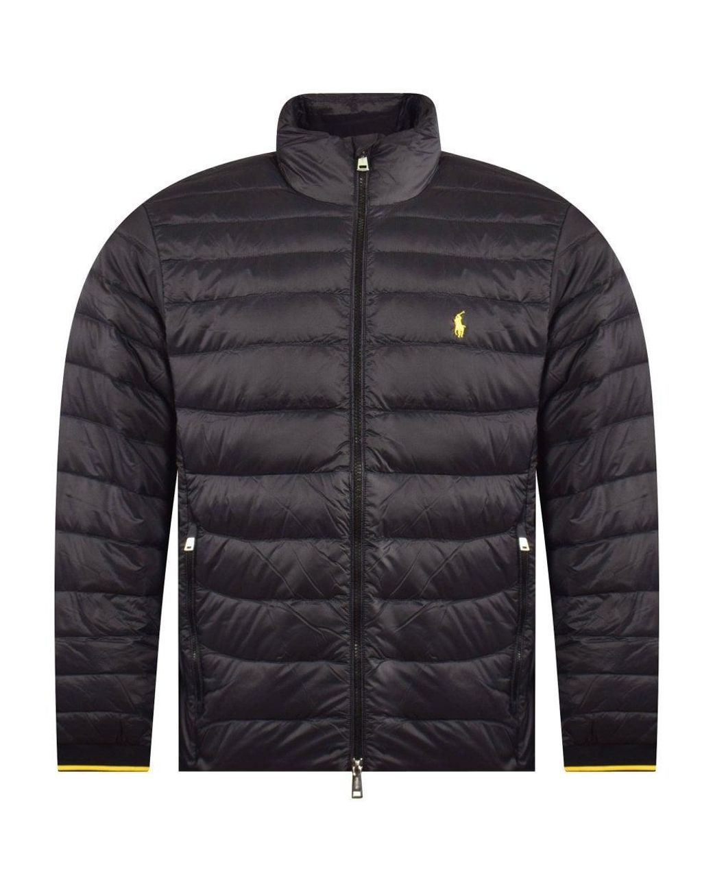 Polo Ralph Lauren Black/yellow Polo Pony Quilted Down Jacket for Men | Lyst