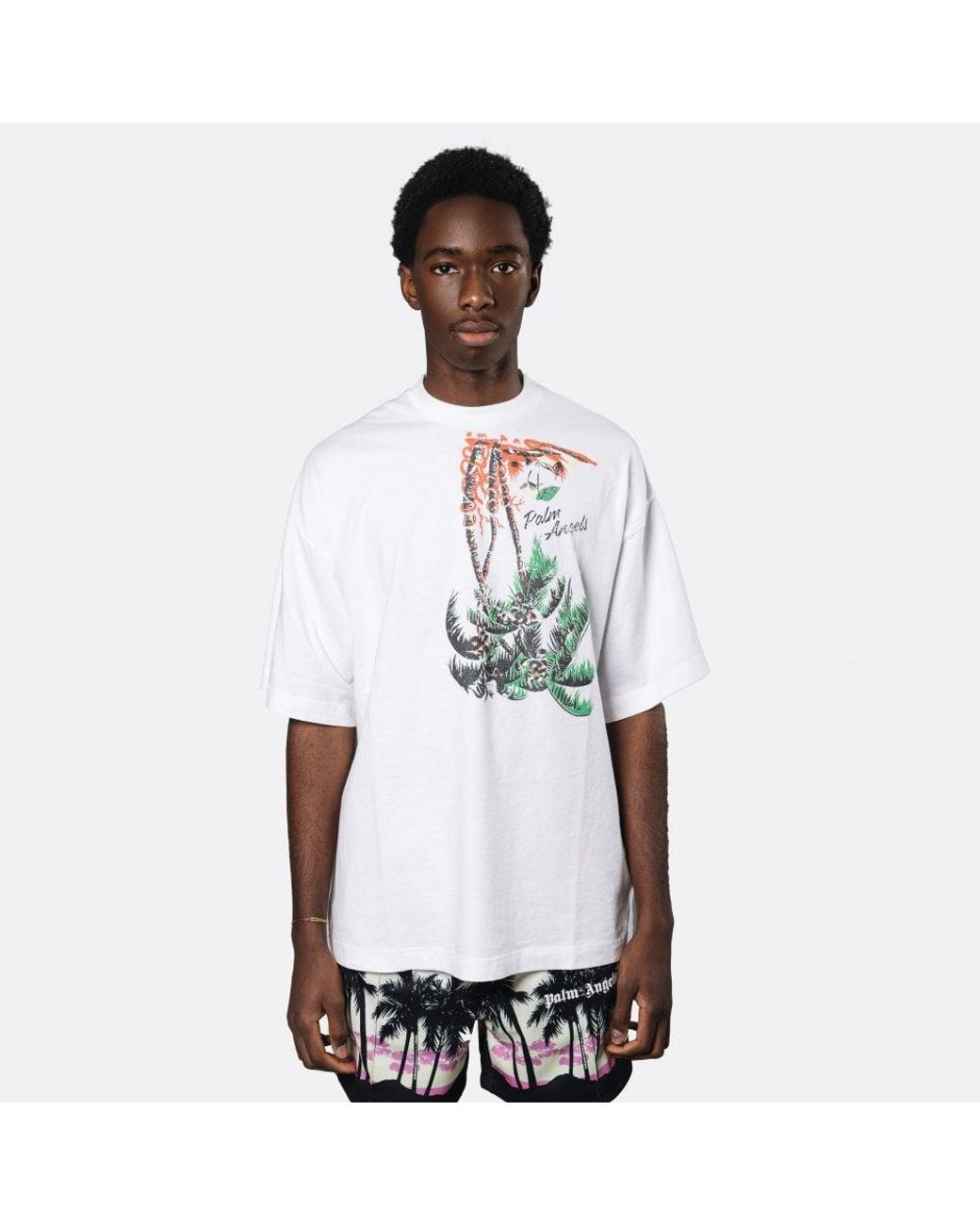Palm Angels White Oversized Upsidedown Palm Tree T-shirt for Men | Lyst