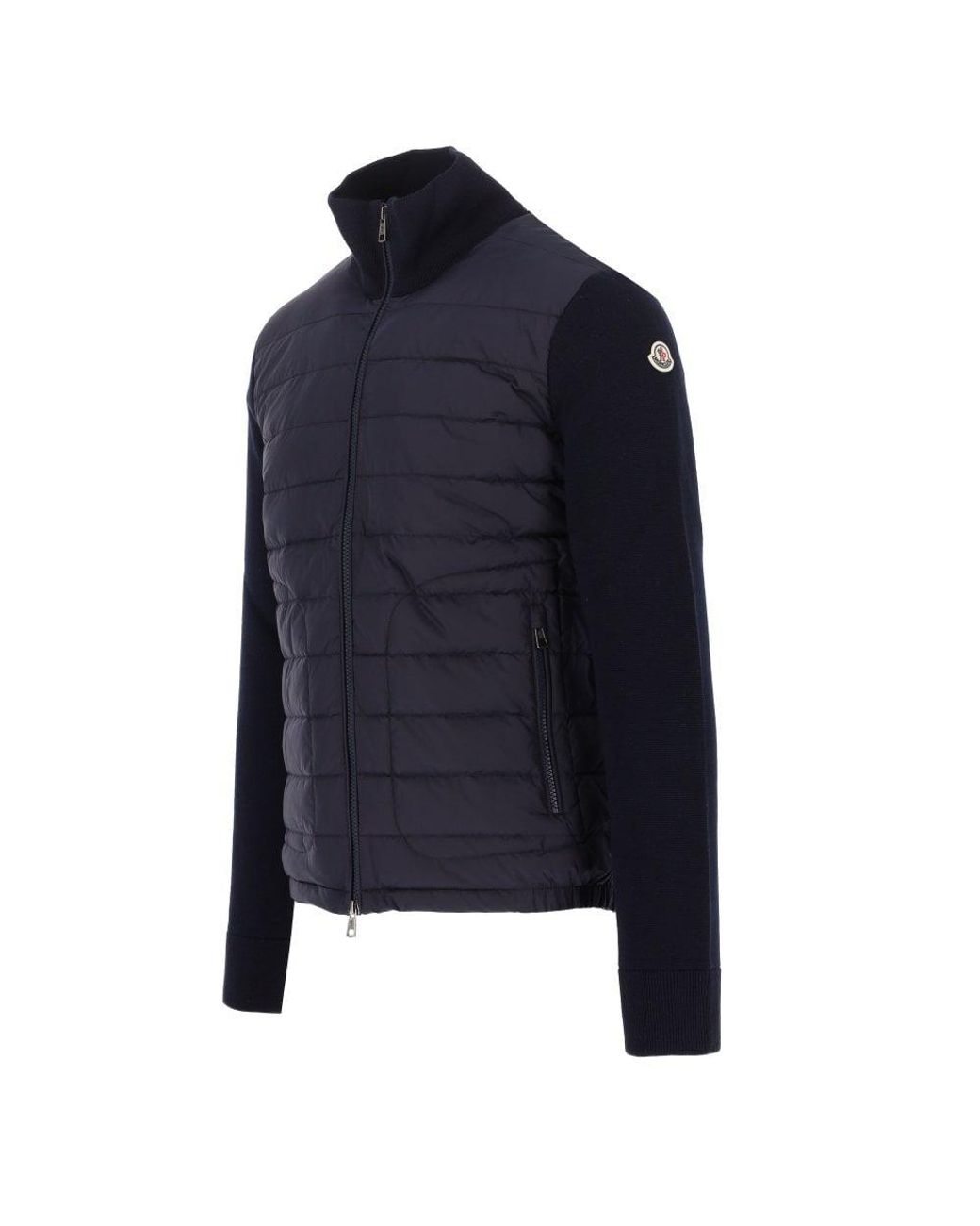 Moncler Padded Wool Cardigan in Navy 