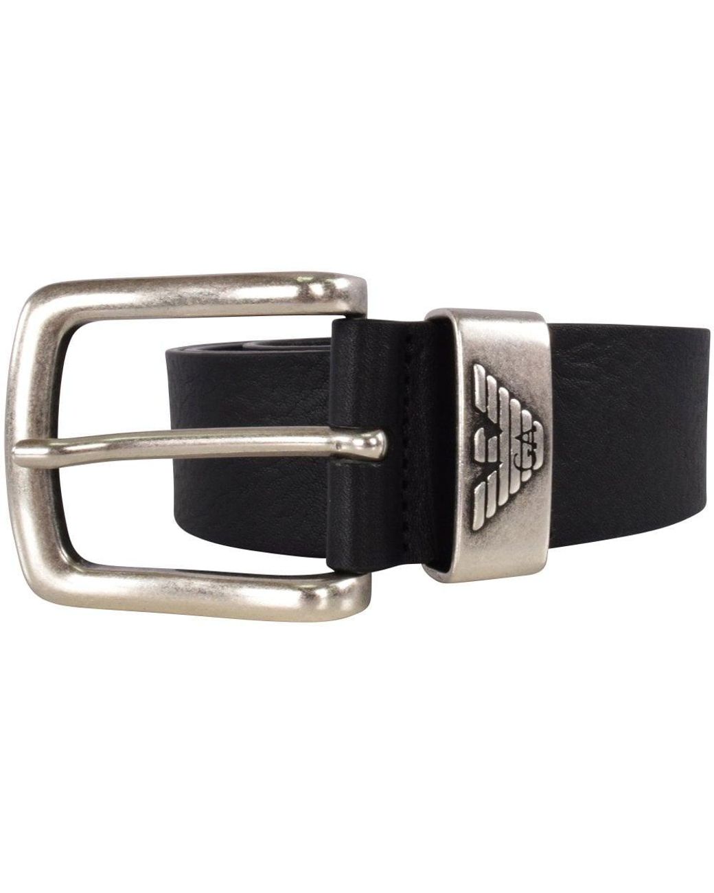 Emporio Armani Black Leather Belt for Men Lyst
