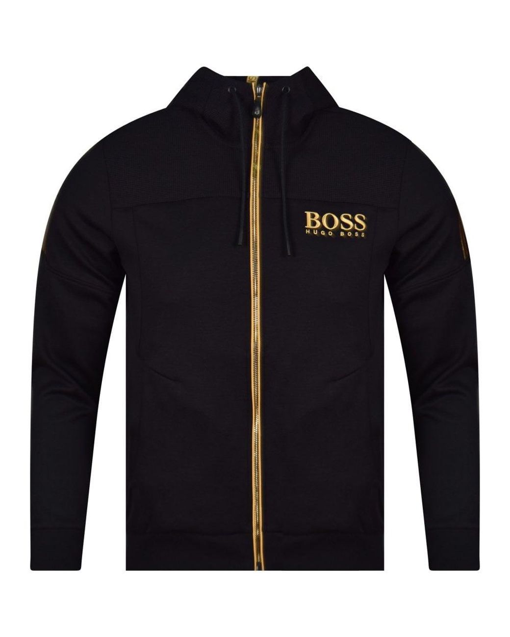 Bergbeklimmer Vijandig Kolibrie BOSS by HUGO BOSS Black/gold Logo Hoodie for Men | Lyst