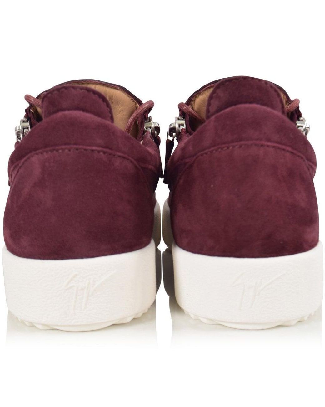 burgundy suede trainers