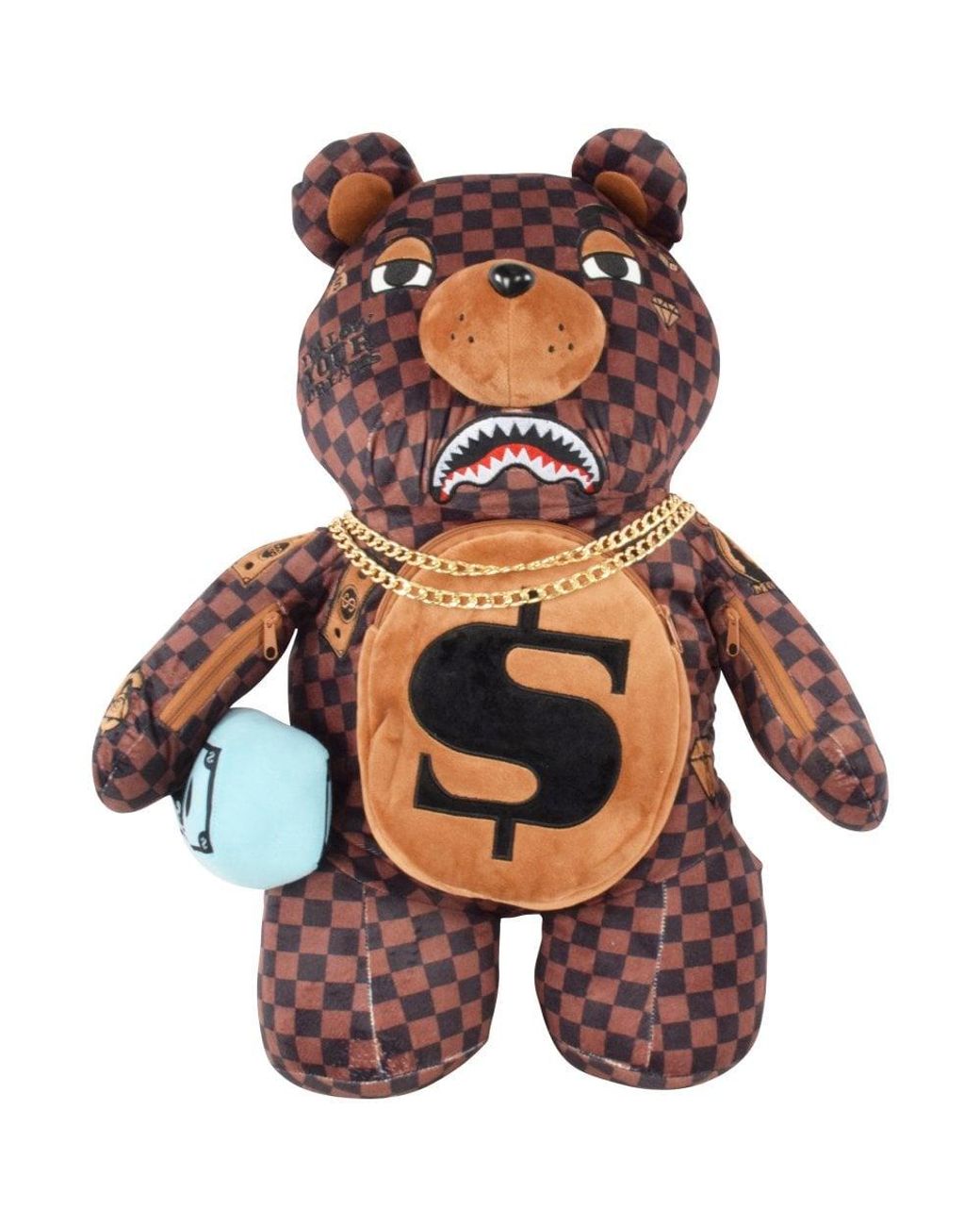 Sprayground Checkered Money Bear Rucksack in Brown for Men | Lyst