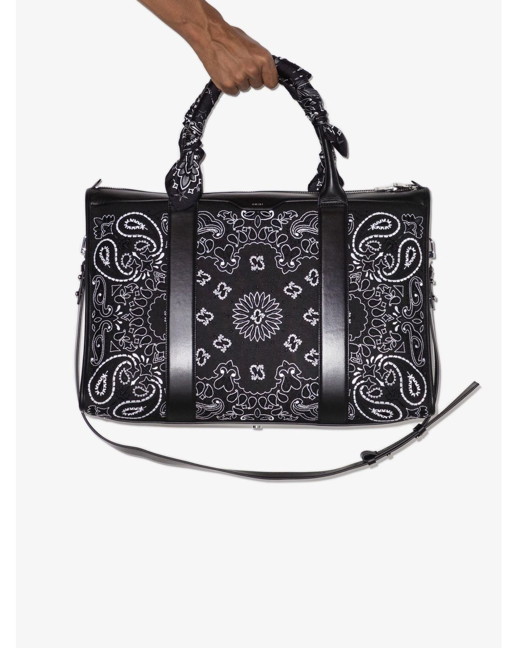 Mens Bags Duffel bags and weekend bags Amiri Leather Bandana Weekender Bag in Black for Men 