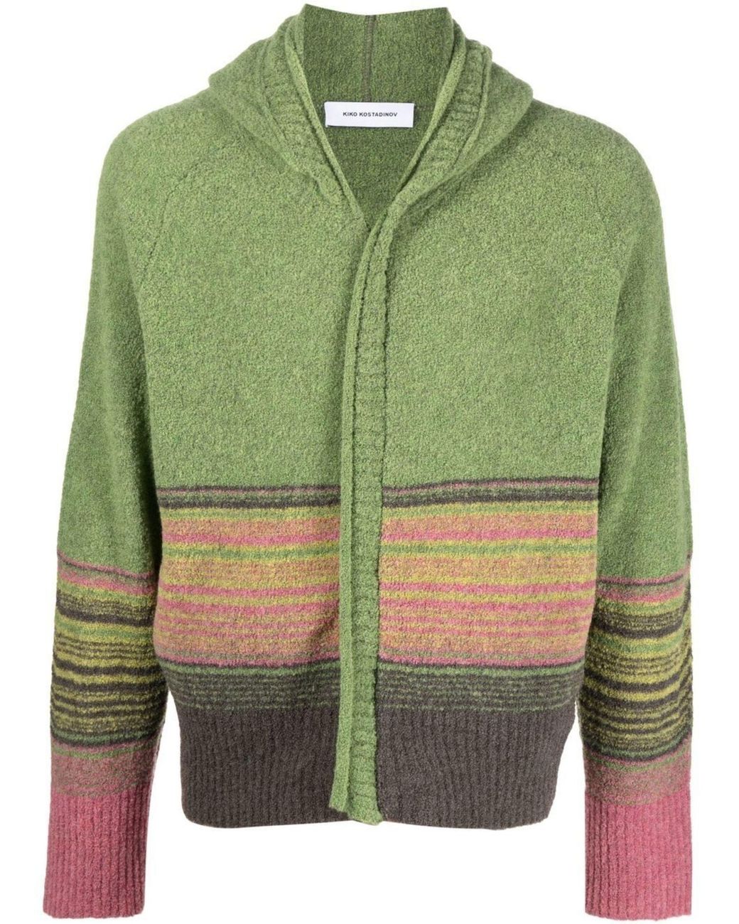 Kiko Kostadinov Stripe-knit Zip-up Hoodie in Green for Men | Lyst