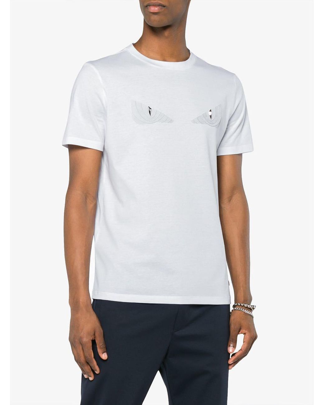 Fendi Monster Eyes Applique T Shirt in White for Men | Lyst