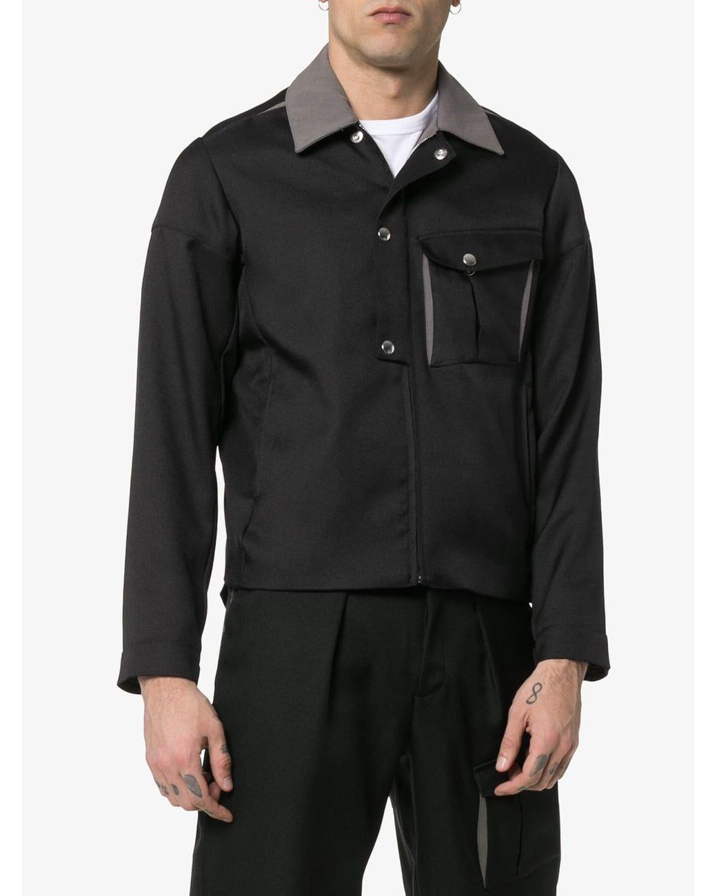 Kiko Kostadinov Kafka Envelope Pocket Shirt Jacket in Black for