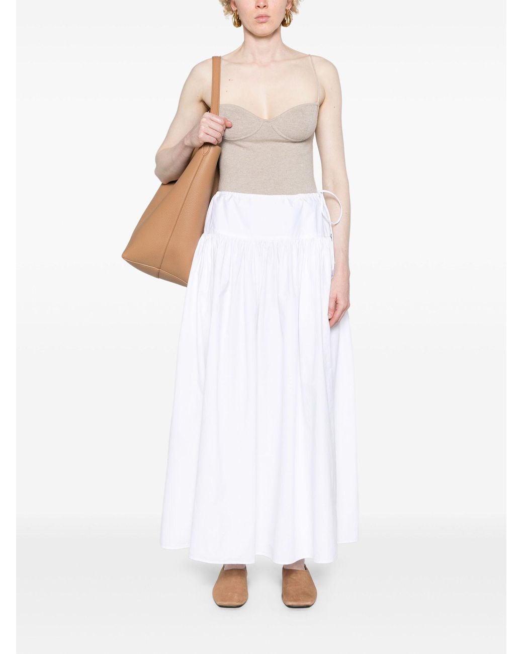 スカート THE ROW Woman Skirt White 7803Y708 OWH the-row-White-Leddie-A-line-
