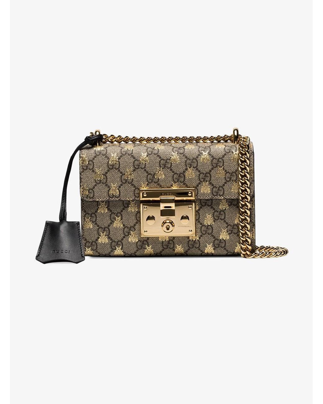 Gucci Padlock Small Gg Bees Shoulder Bag | Lyst