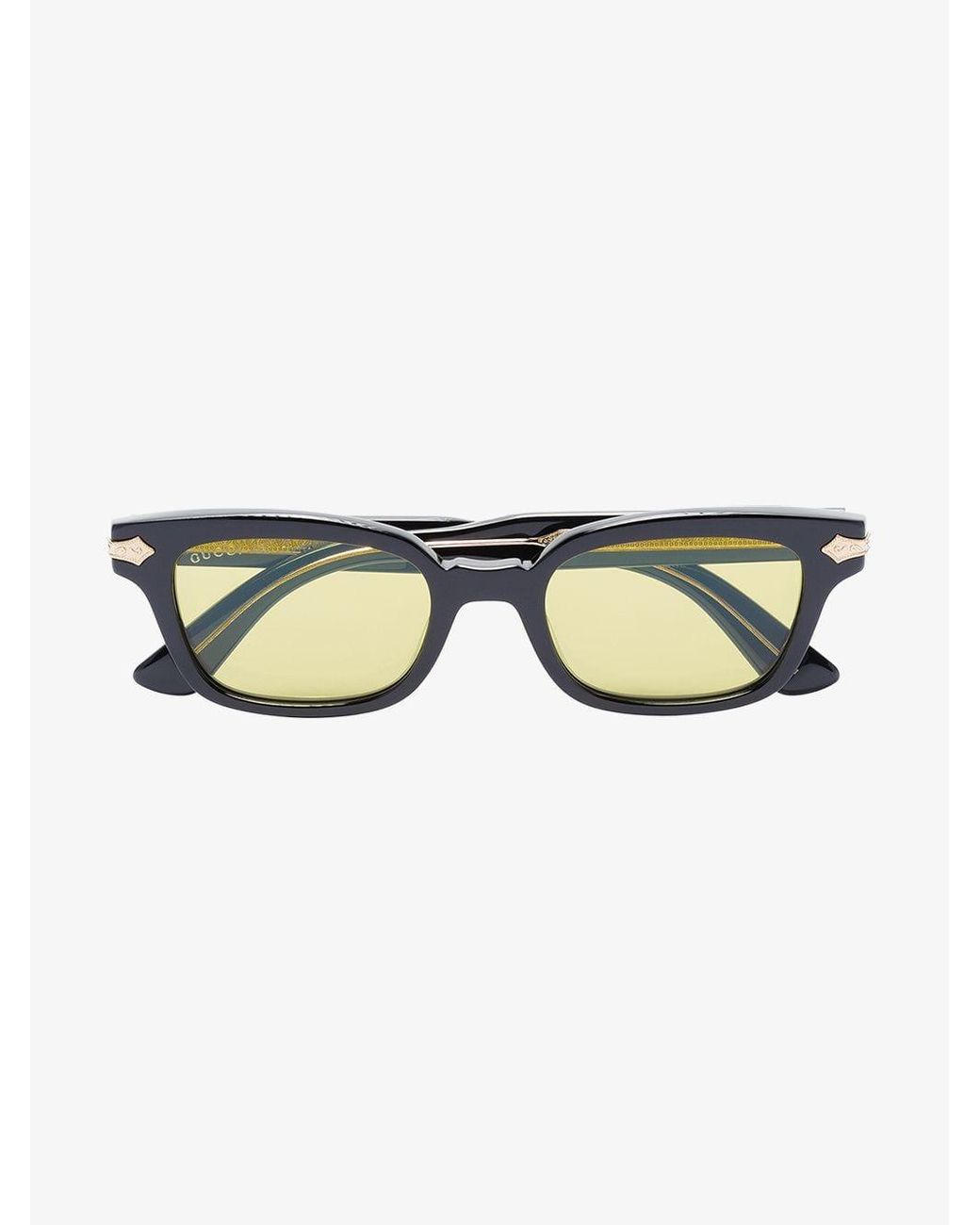 Gucci Black Acetate Yellow Lens Sunglasses for Men | Lyst