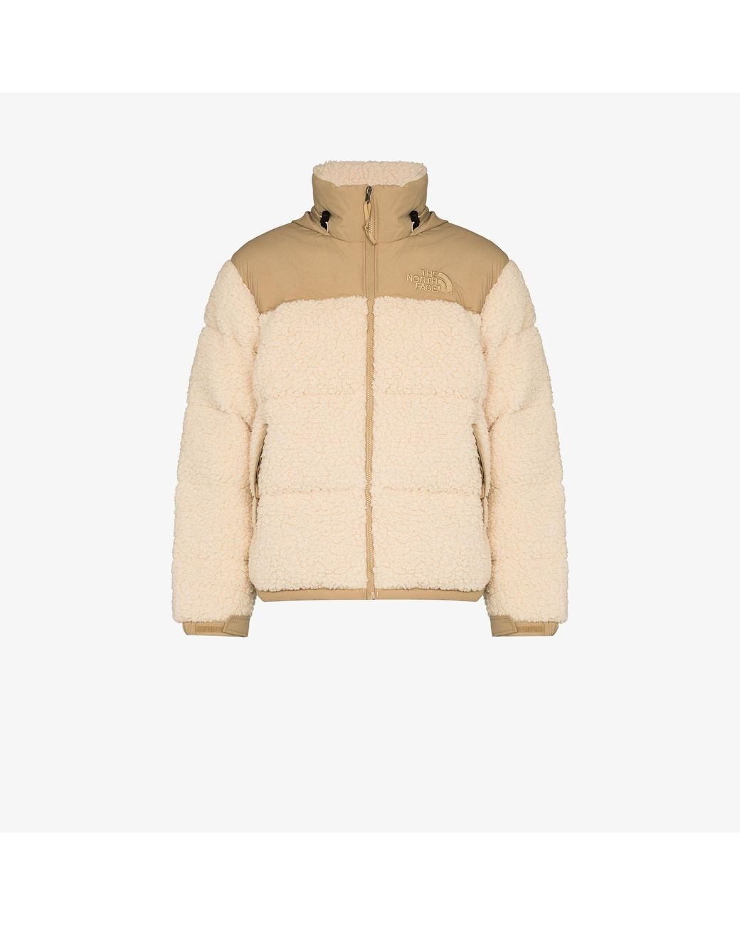 The North Face Beige Nuptse Sherpa Fleece Jacket in Natural for Men | Lyst