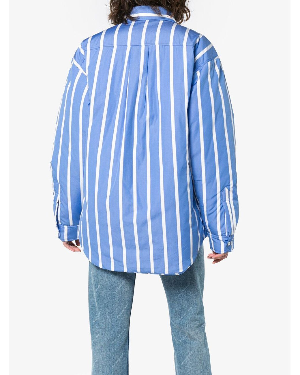 Vetements Stripe Puffa Shirt Jacket in Blue | Lyst Australia