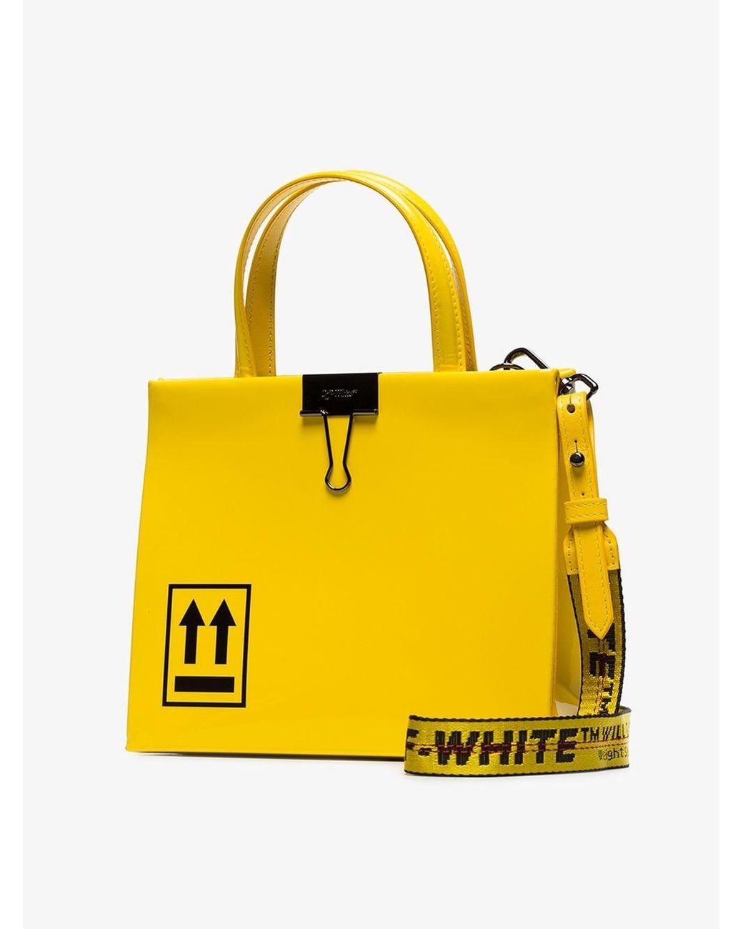 Off-White c/o Virgil Abloh Yellow Mini Patent Leather Tote Bag | Lyst