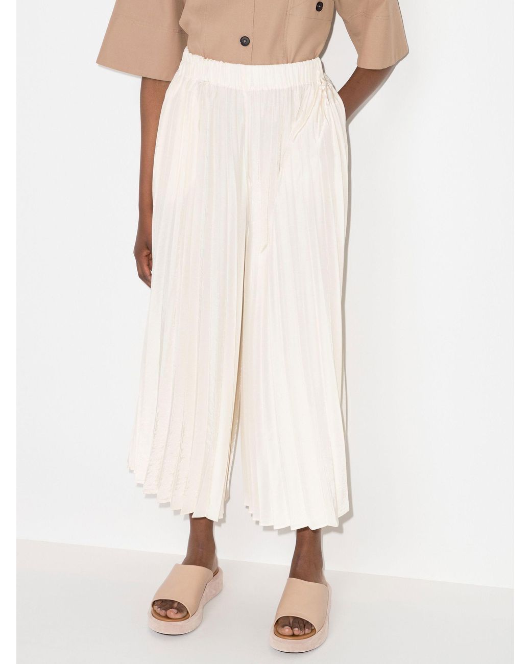 LVIR Pleated Culottes in White | Lyst