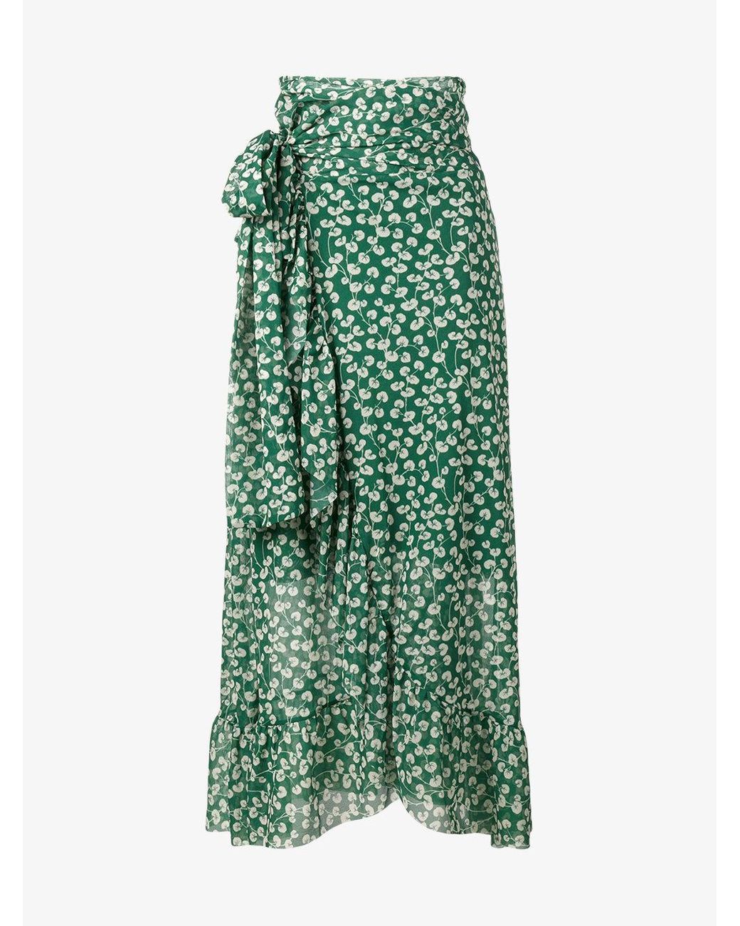 Ganni Synthetic Capella Mesh Floral Print Skirt in Green | Lyst UK