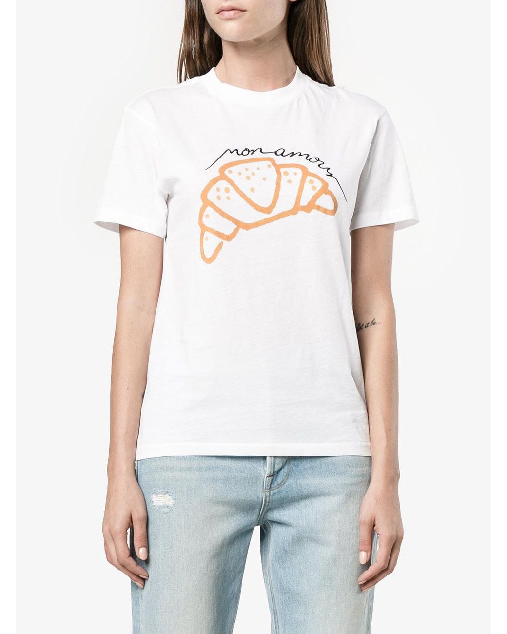 Ganni Moulin Croissant Print T-shirt in White | Lyst Australia