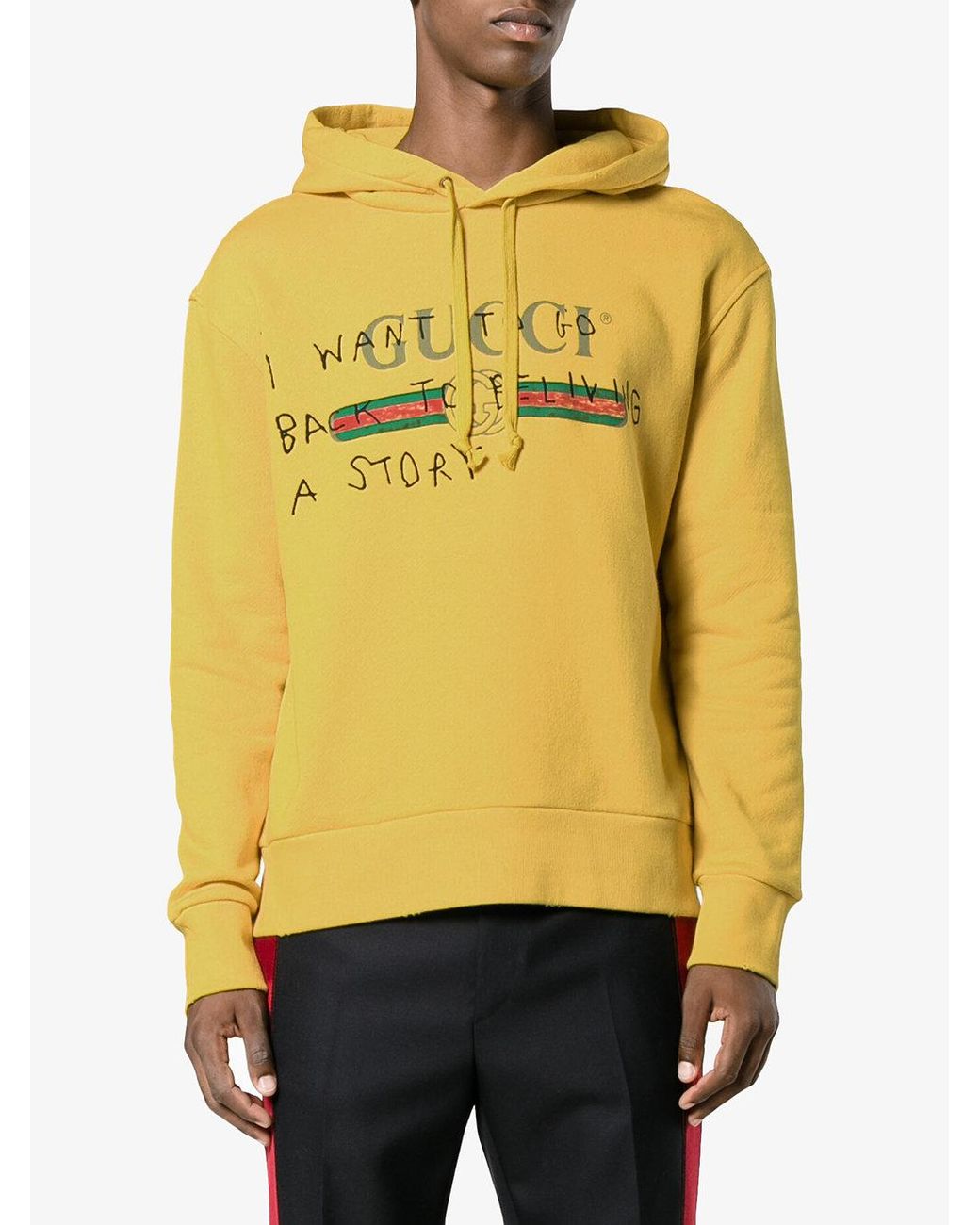 Gucci Coco Capitán Logo Hoodie in Yellow for Men | Lyst