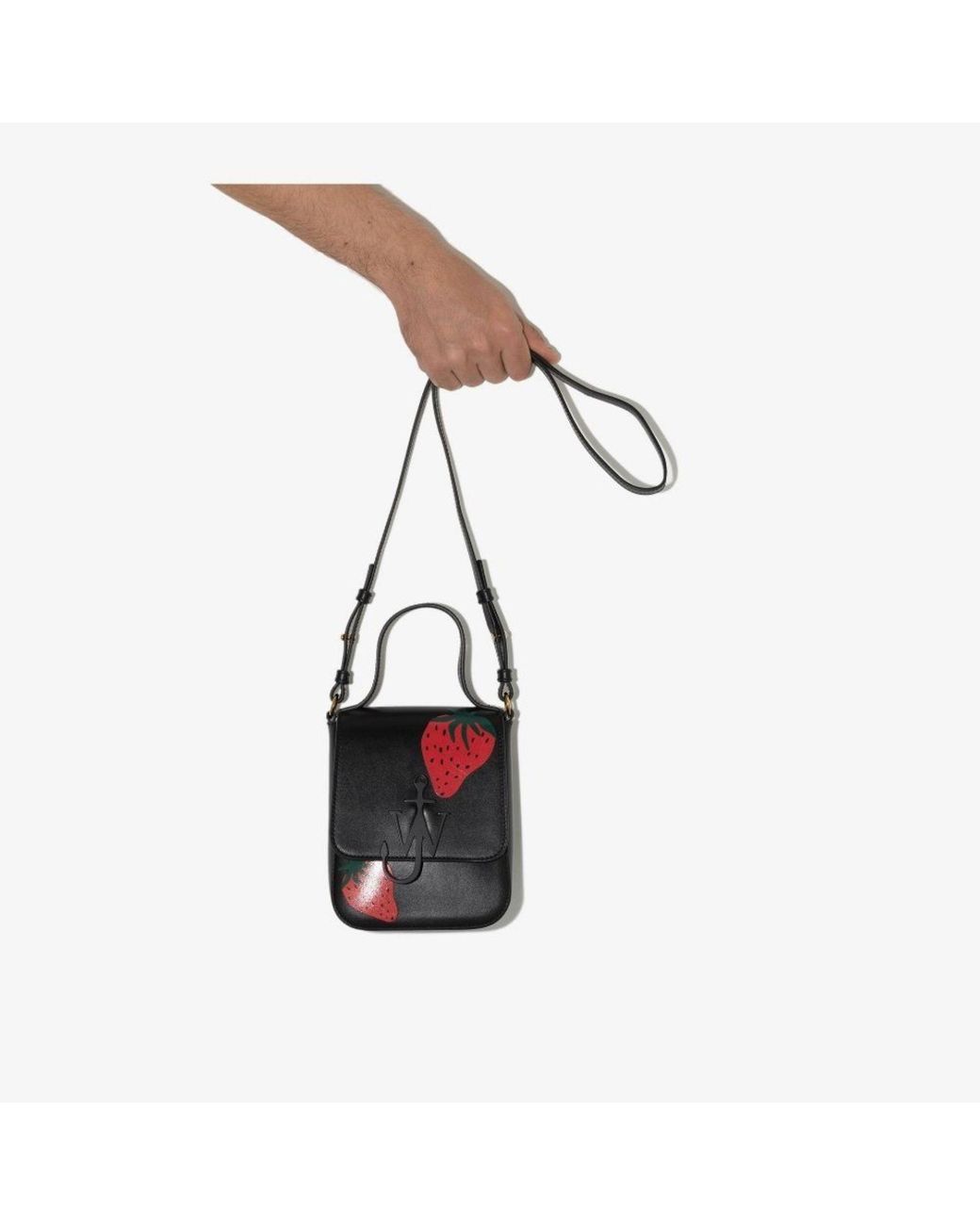 JW Anderson Strawberry Print Leather Cross Body Bag in Black | Lyst
