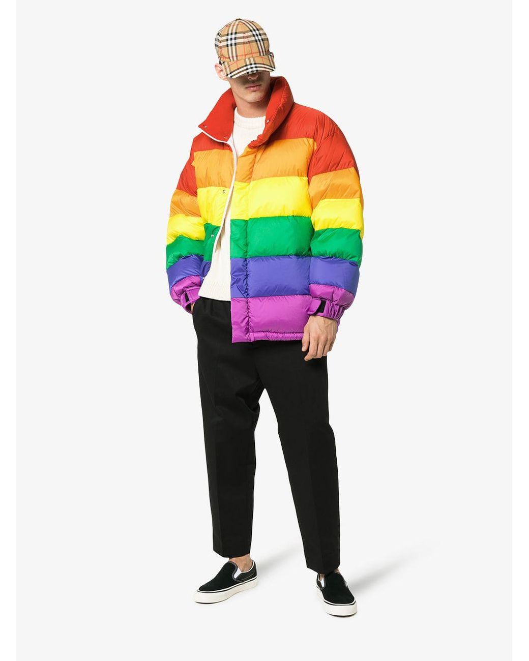 Burberry Rainbow Feather Down Puffer Jacket in Red for Men Lyst