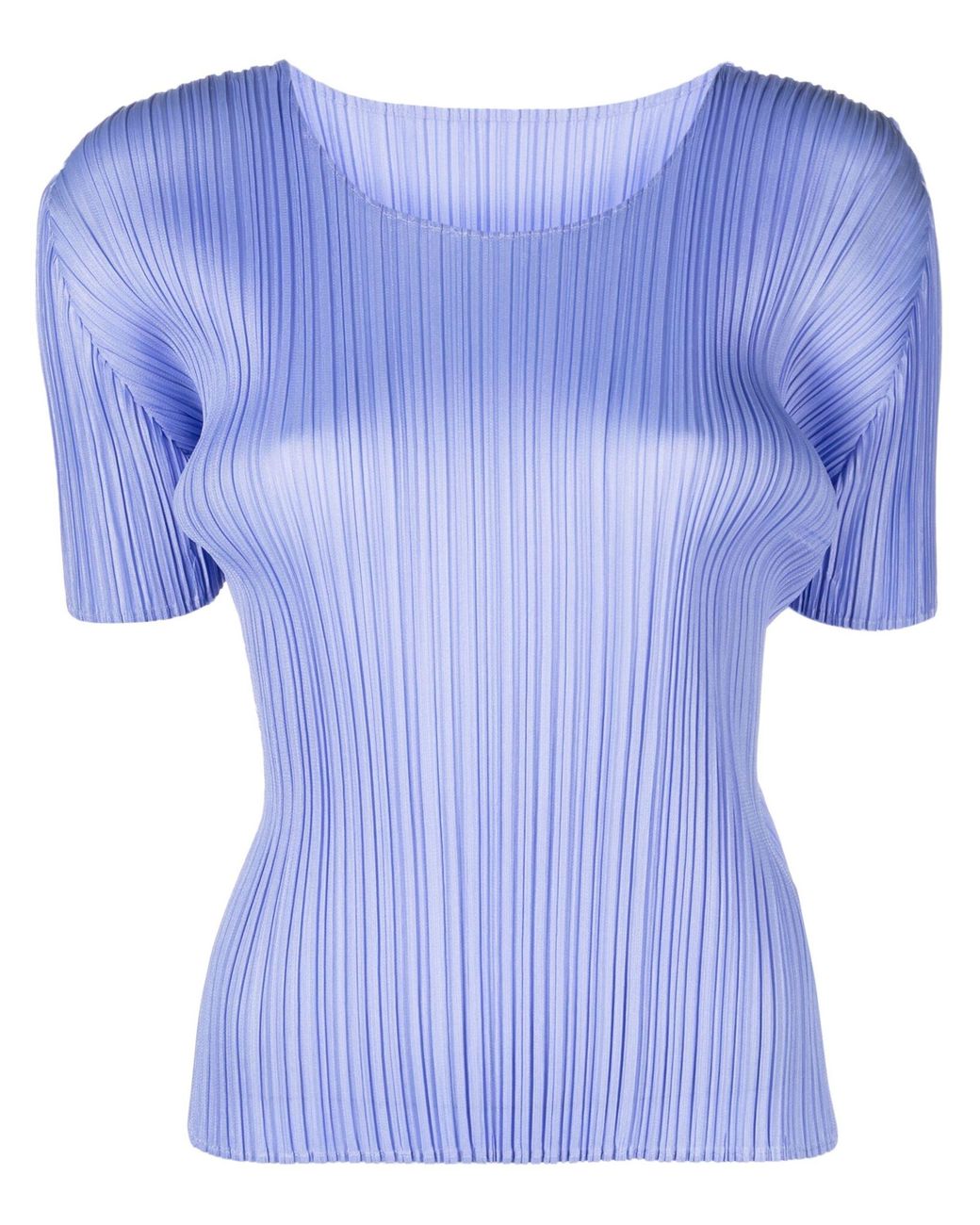 Pleats Please Issey Miyake Pleated Round-neck T-shirt in Blue | Lyst