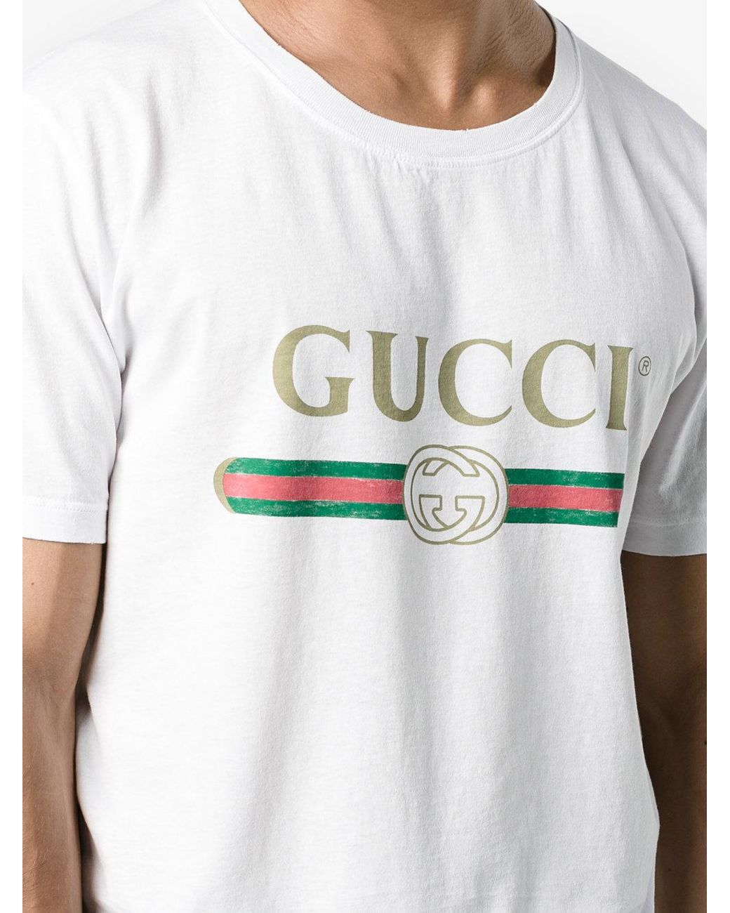 Gucci Fake Logo T-shirt in White for Men | Lyst