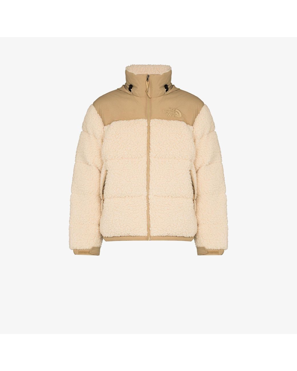 The North Face Beige Nuptse Sherpa Fleece Jacket in Natural for