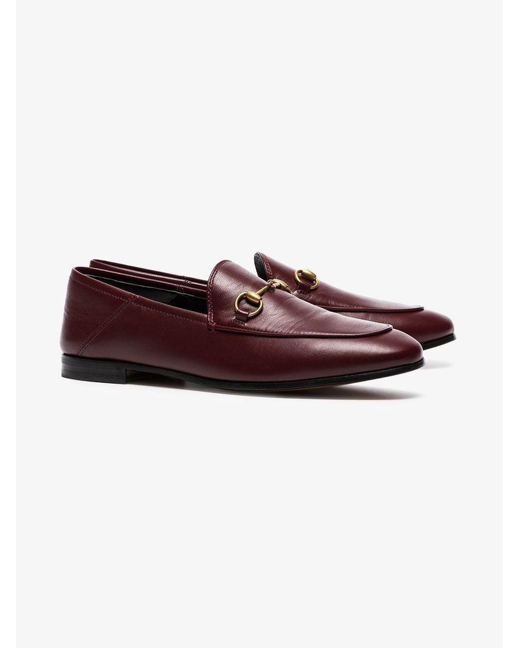 Gucci Burgundy Brixton Leather Loafers in Red Lyst