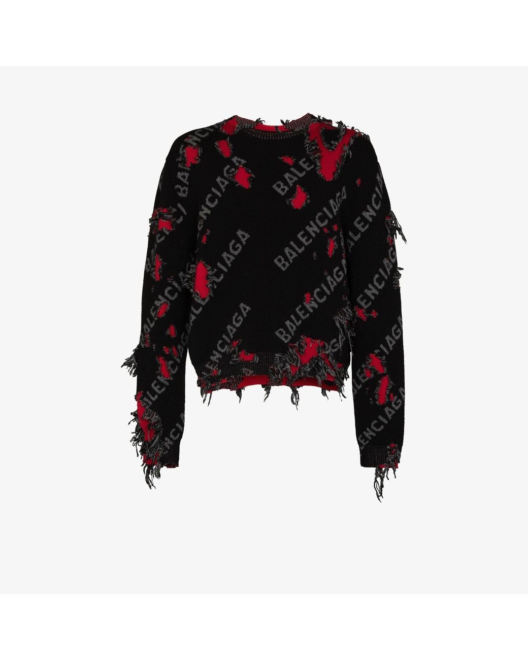 Balenciaga Black Repatch Distressed Logo Sweater for Men  Lyst