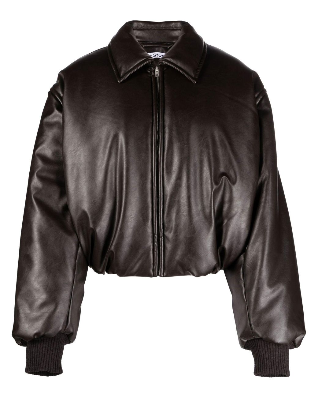 Acne Studios Faux Leather Bomber Jacket in Black | Lyst